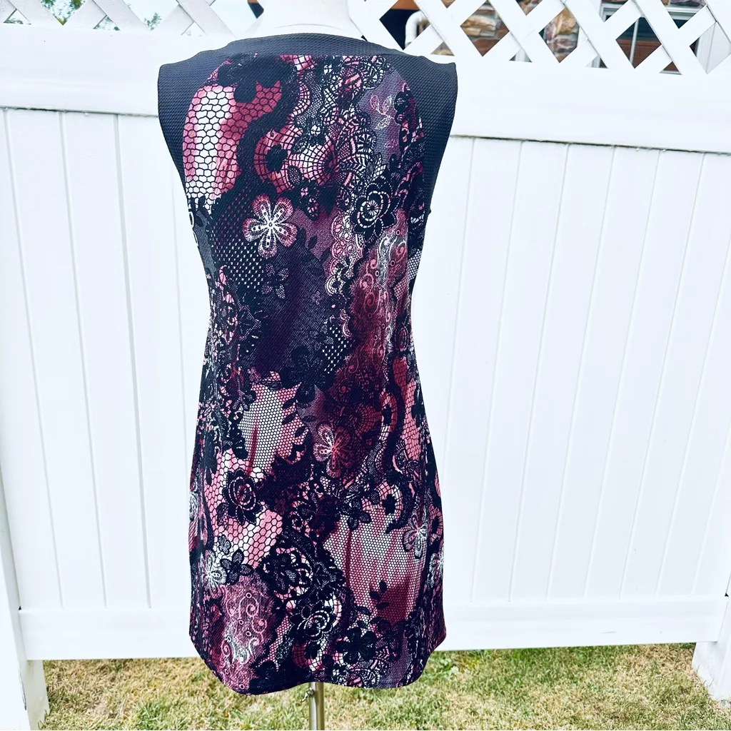 Fille à suivre Axelle Dress Lace & Abstract Print Mini Sleeveless Sheath Black Size M - Image 8