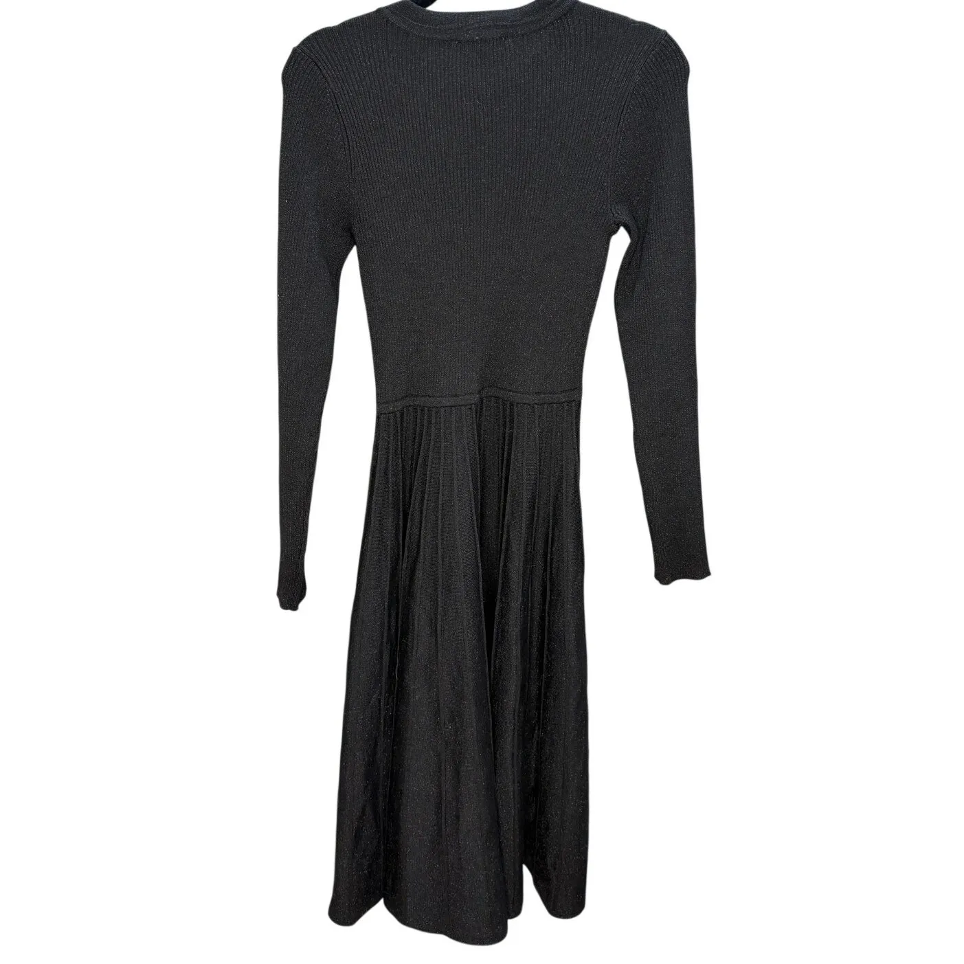 Draper James Knit Midi Dress Women Medium Metallic Black Stretch Ribbed - Image 4