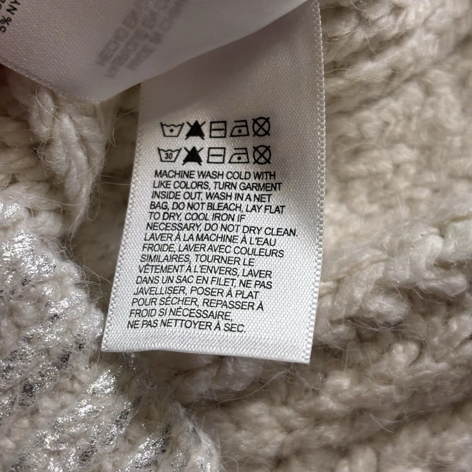 Lucky Brand Women Metallic Cable-Knit Sweater Vest Ivory Silver Size XS MSRP $90 - Image 10