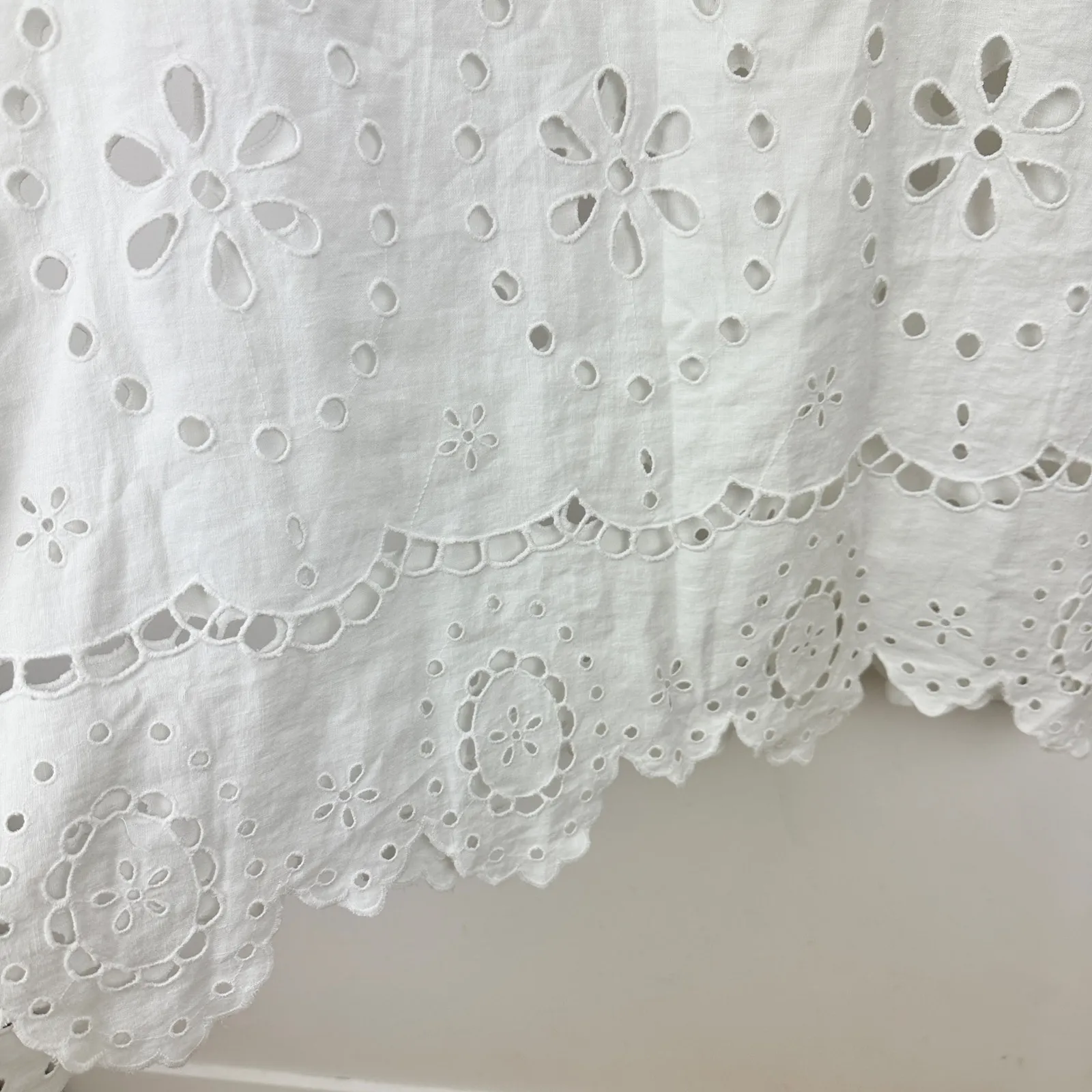 Madewell Eyelet Embroidered Maxi Skirt Linen Salt White Resort Boho US 0 NWT - Image 11