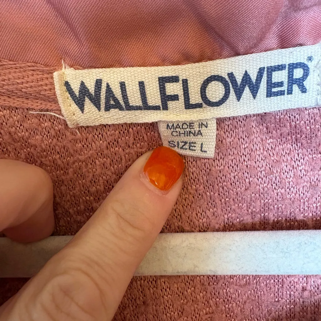 Wallflower Pink Sherpa Snap Pullover Cozy Soft Teddy Fleece Classic Style Large - Image 4