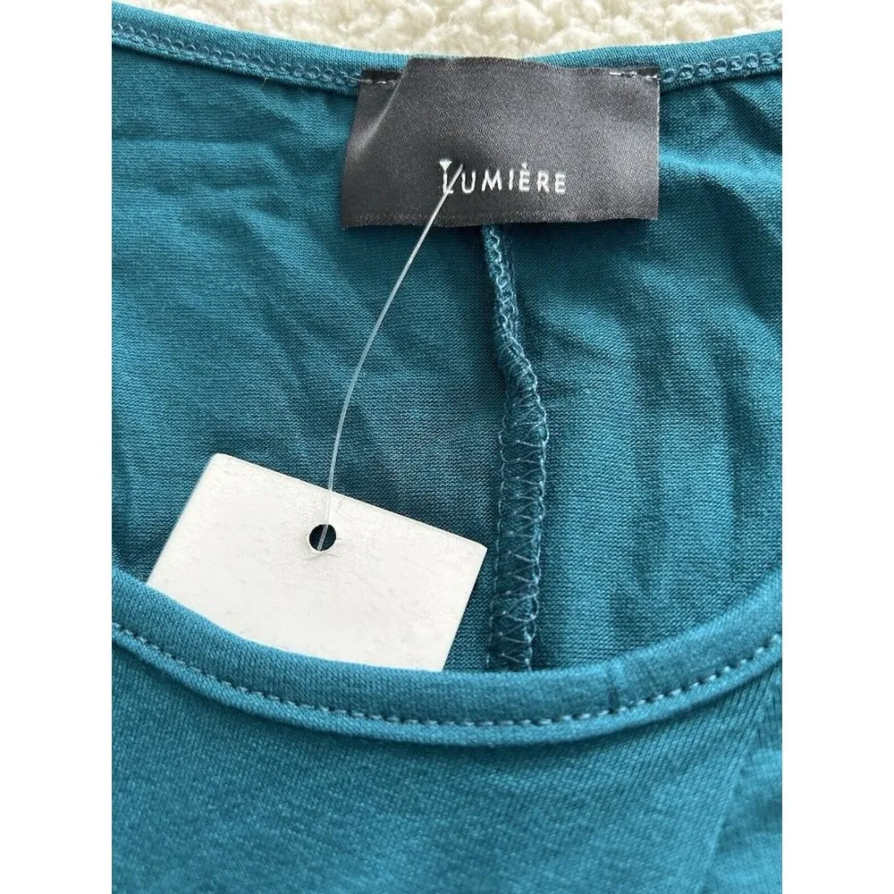 LUMIERE USA Soft Viscose Jersey Long Sleeve Tee Shirt Tunic Top Teal size L Blue Size L - Image 4