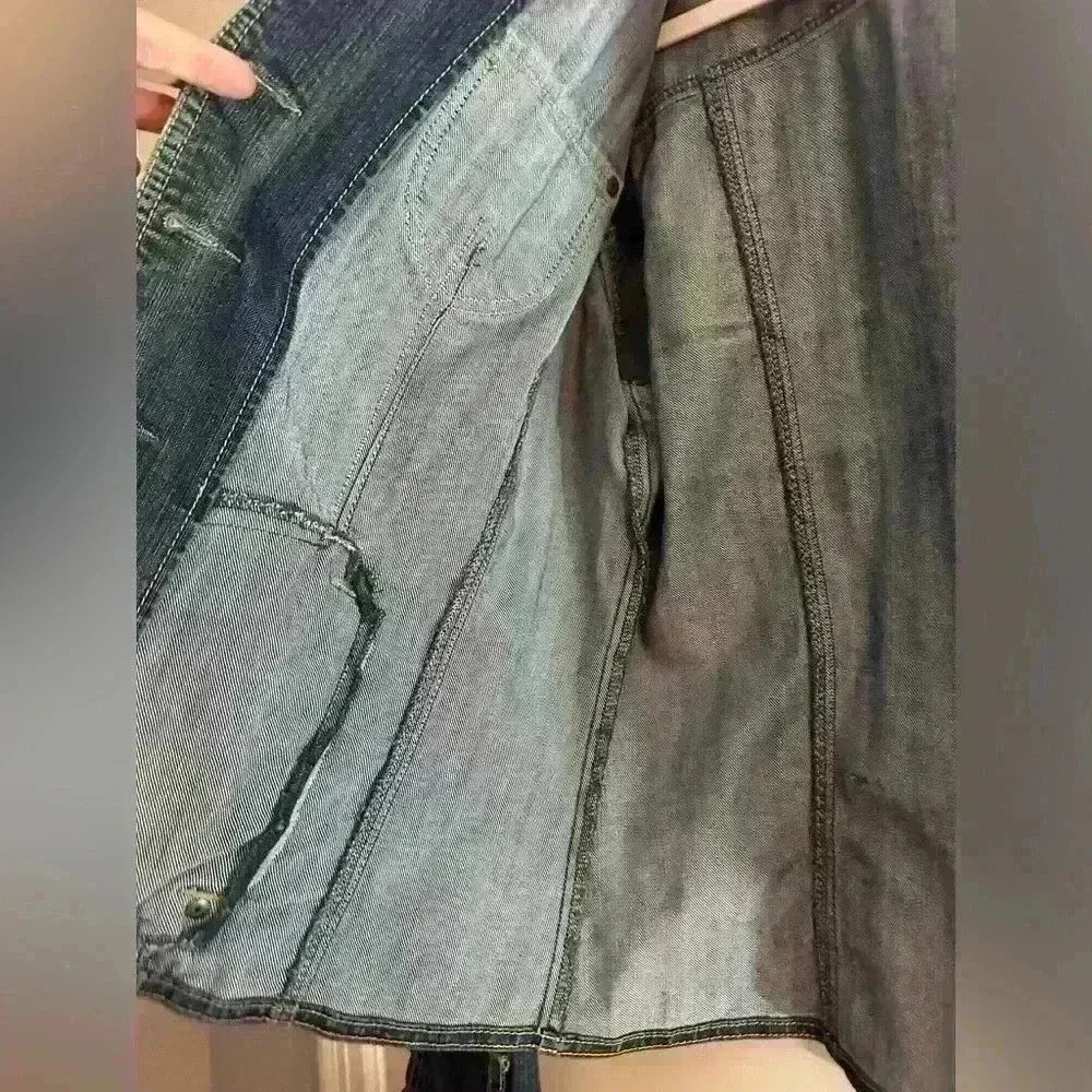 VTG Gitano Women’s 90’s Jean Jacket Blazer. Size: XL. Double pockets Blue - Image 11