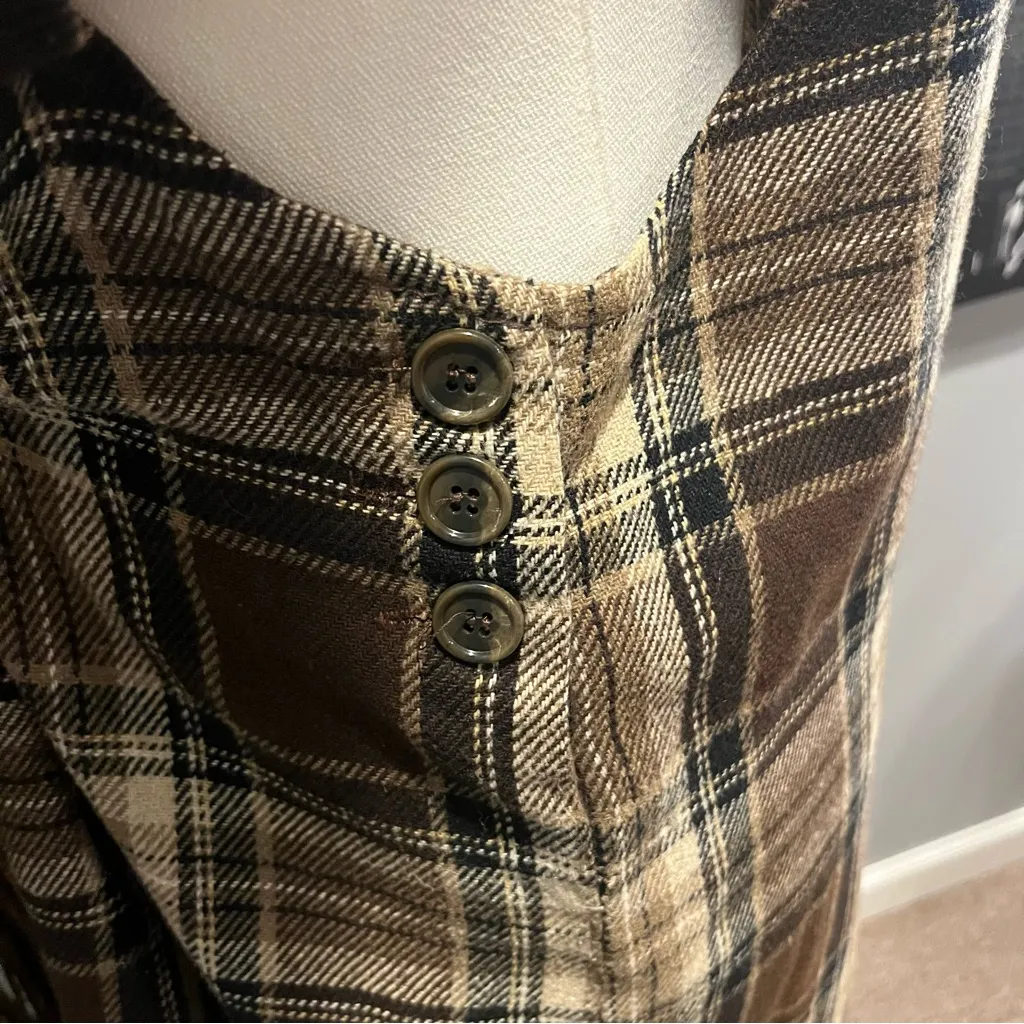 🌸NYCC BROWN PLAID OVERALL JUMPER DRESS SIZE MEDIUM🌸 - Image 5