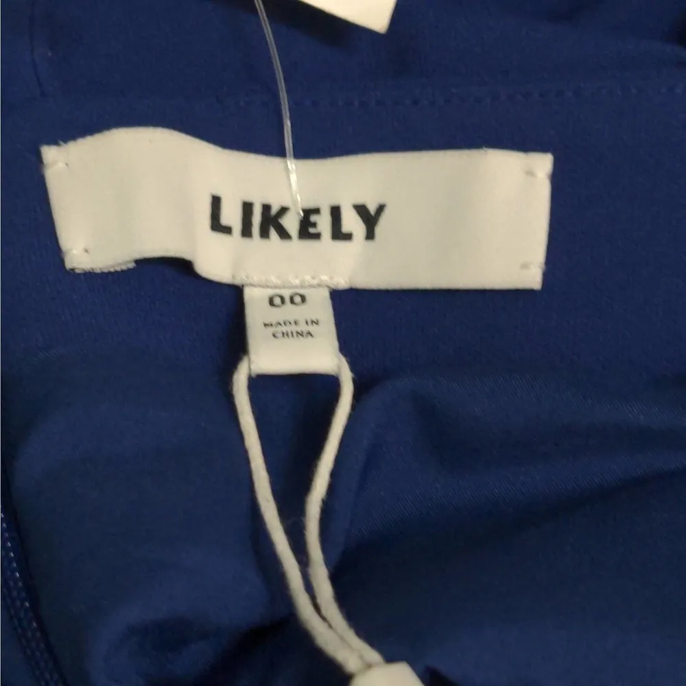 Likely Brooklyn Midi Dress Blue Stretch V Neck Sleeveless Slit Party 00 New - Image 7