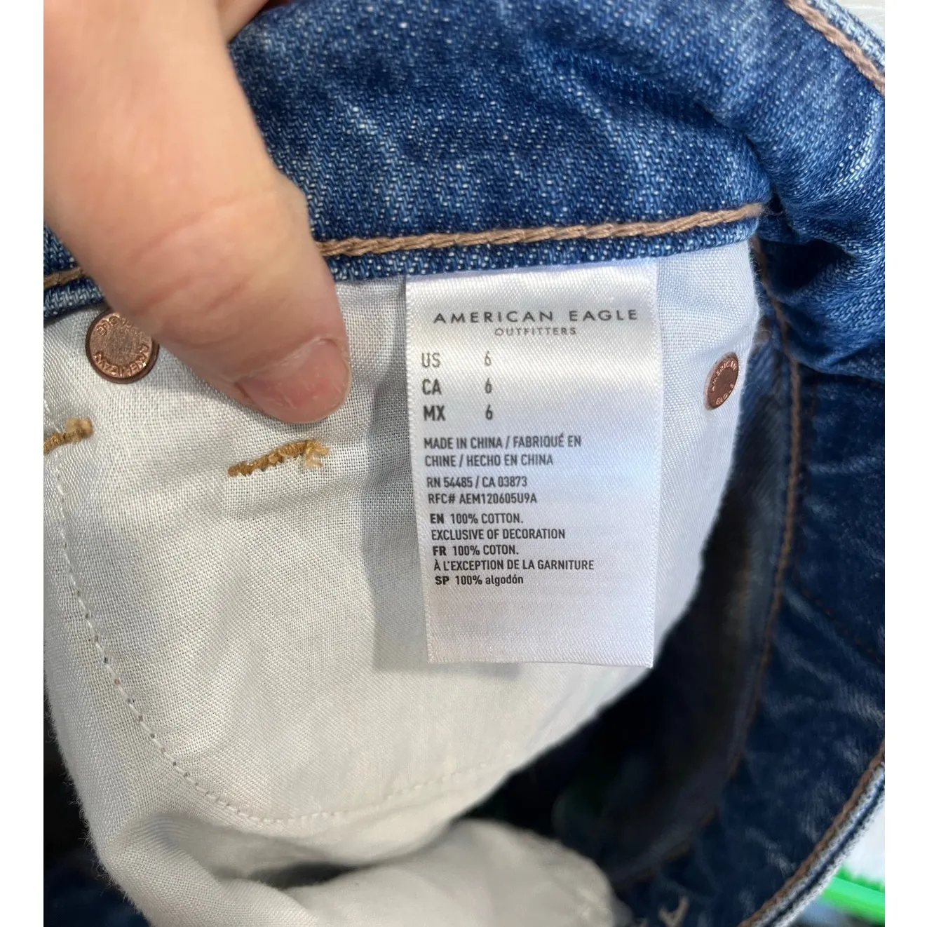 American Eagle Low Rise Denim Mini Skirt Y2K 90s Raw Hem Cotton Size 6 - Image 8