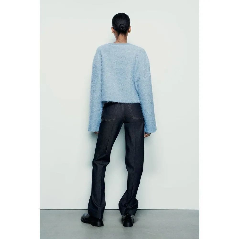 Zara Large Fuzzy Sweater - Pastel Blue - Image 13