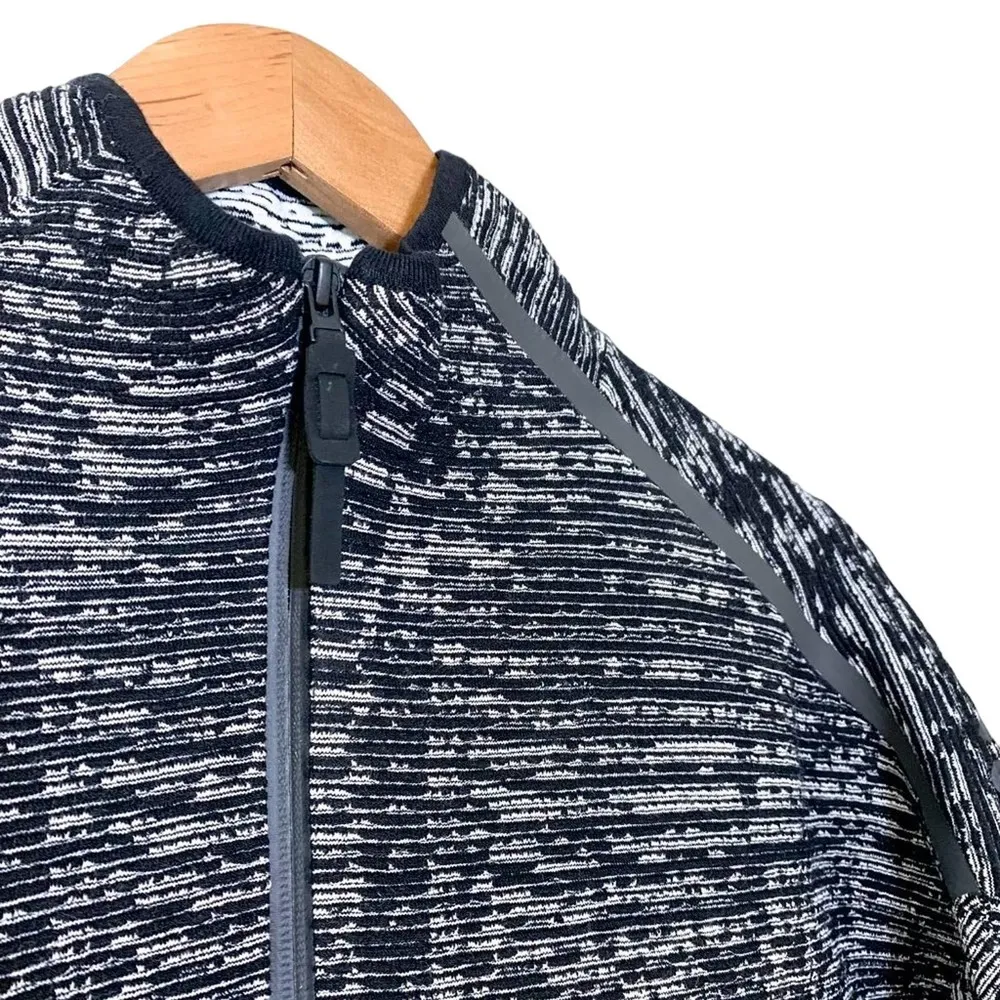 Adidas Z.N.E. Pulse Knit Cover-Up Long Full Zip Jacket Coat Black White Large - Image 6