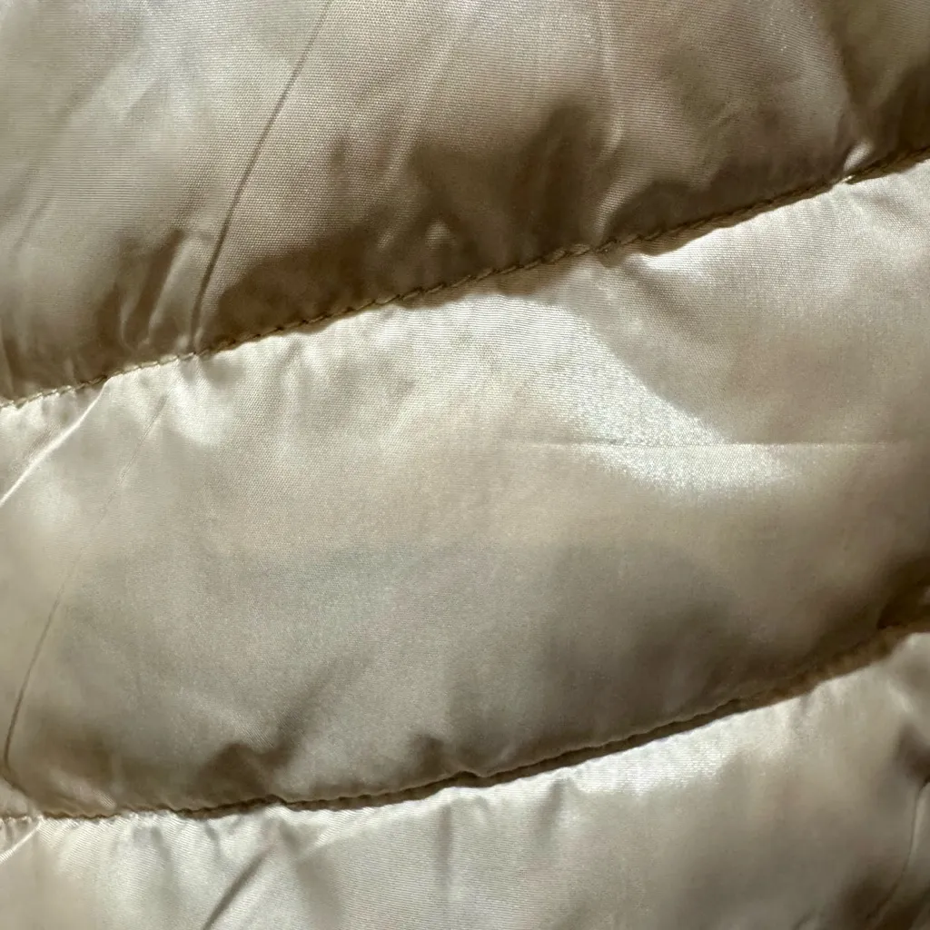 Keren Hart Lightweight Puffer Jacket Beige Zip Front Size L Tan Size L - Image 5