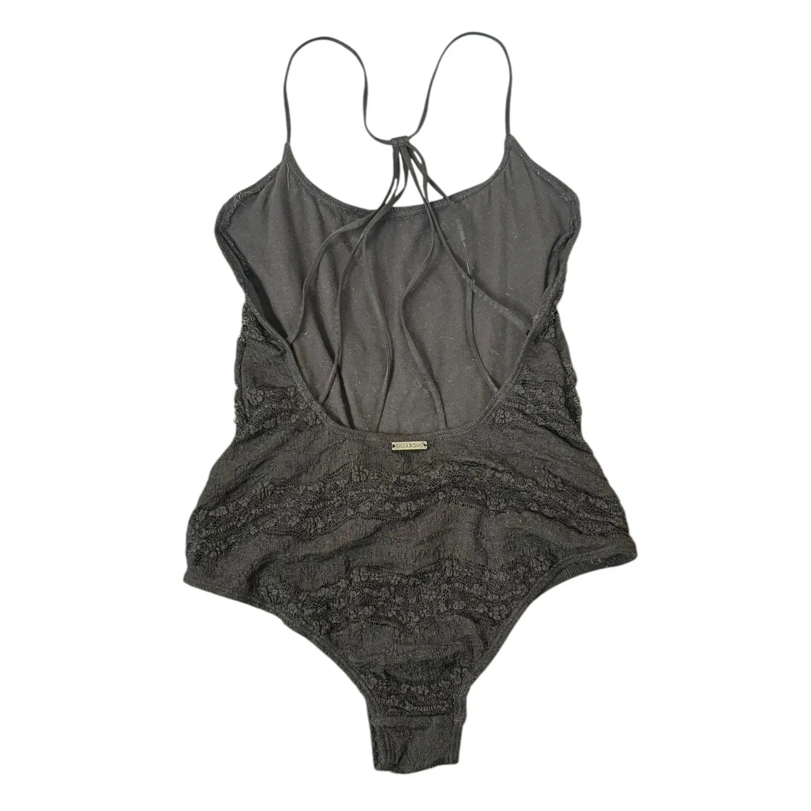 BILLABONG Lacey Daze Black Bodysuit Strappy Backless Textured Surf Skate Size SP - Image 5
