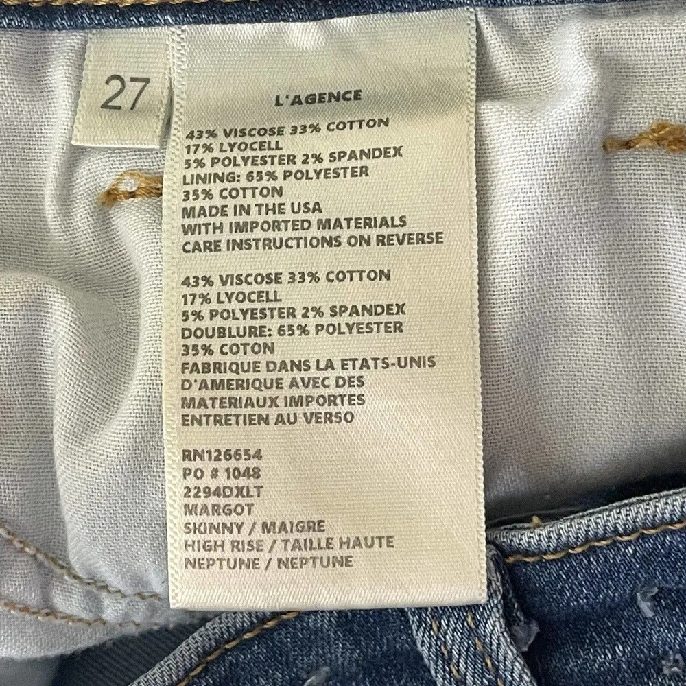 L’Agence SZ 27 Margot Neptune Skinny Jeans High-Rise Stretch Pockets Tux Stripe - Image 8