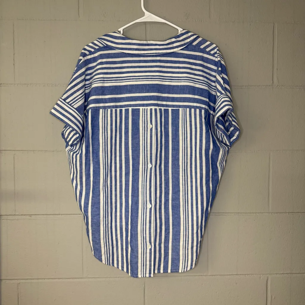Madewell Courier Button-Back Shirt in Hinsdale Stripe Women’s Small Linen Blend - Image 6