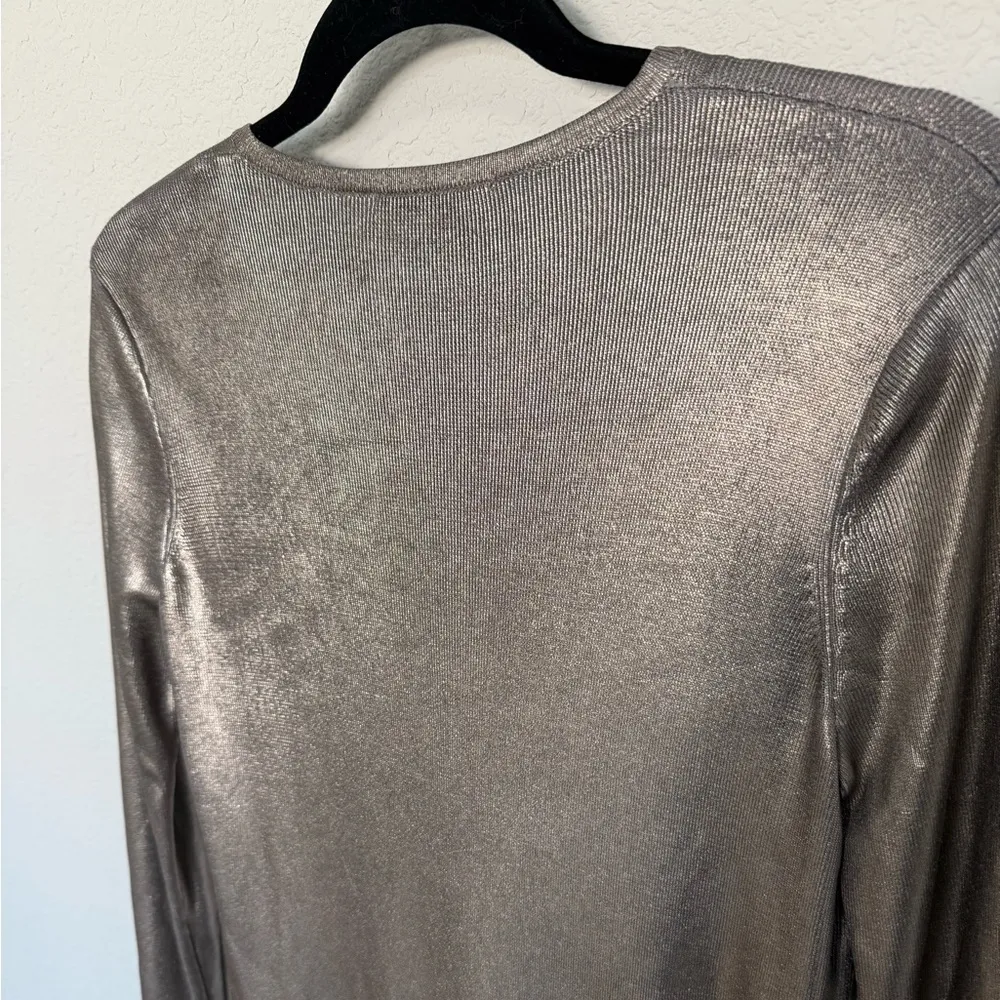 COS Metallic Pewter Silver Long Sleeve Knit Sweater Dress XS Extra Small - Image 9