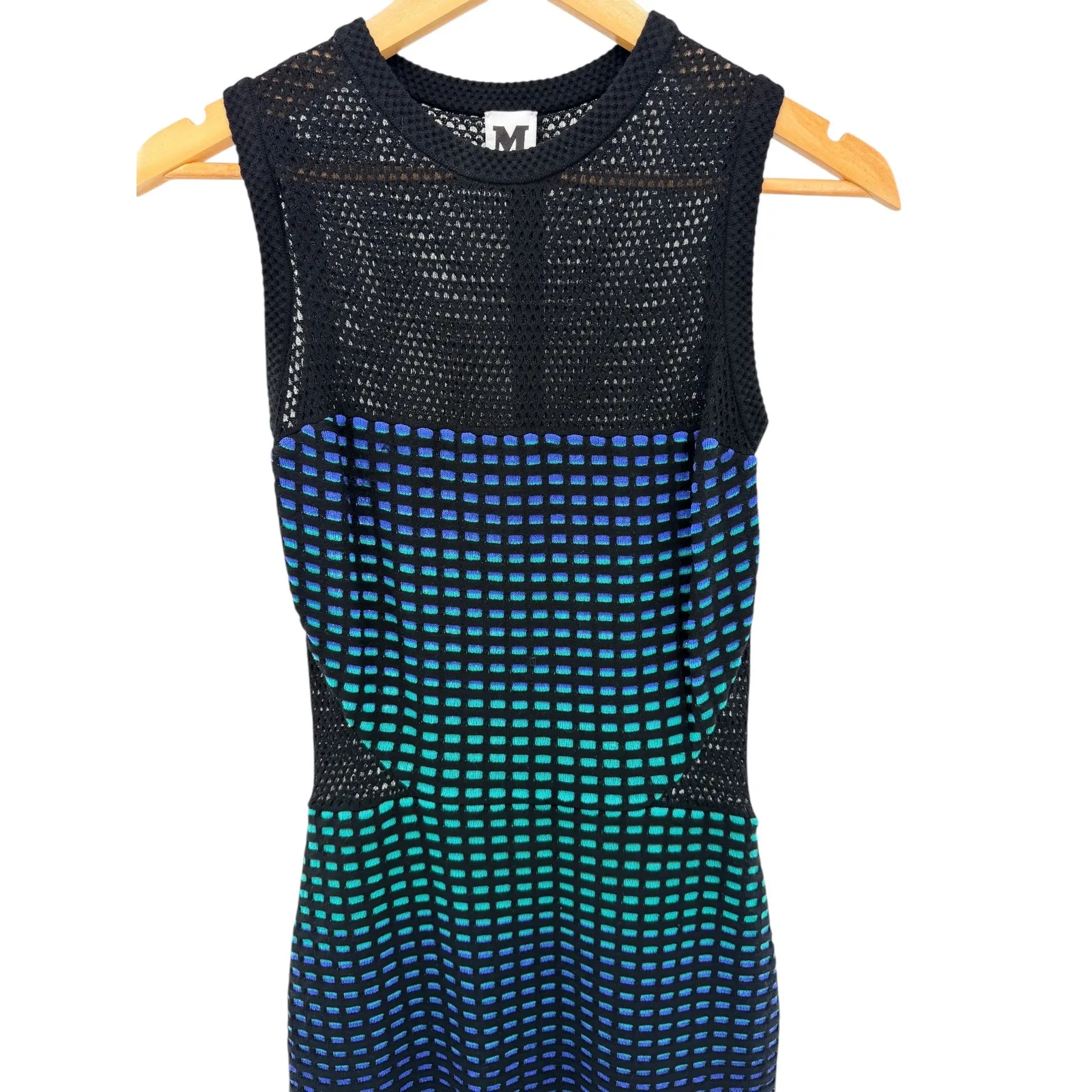 MISSONI M Mesh Knit Ombre Bodycon Dress Black Blue Green Sleeveless Size 4 40 - Image 2