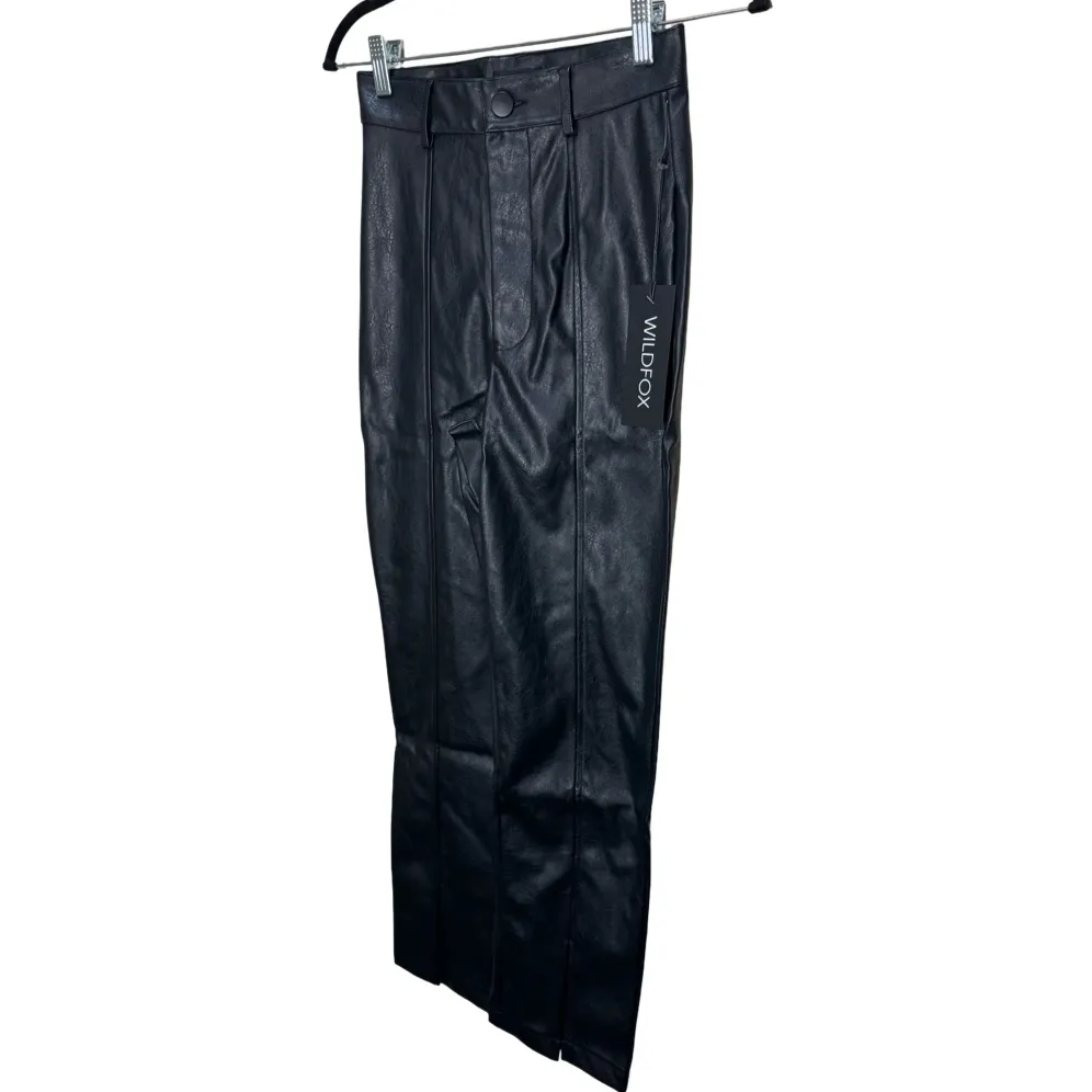 Wildfox Vegan Leather Princess Seams Pants - Black Beauty XS - Image 4