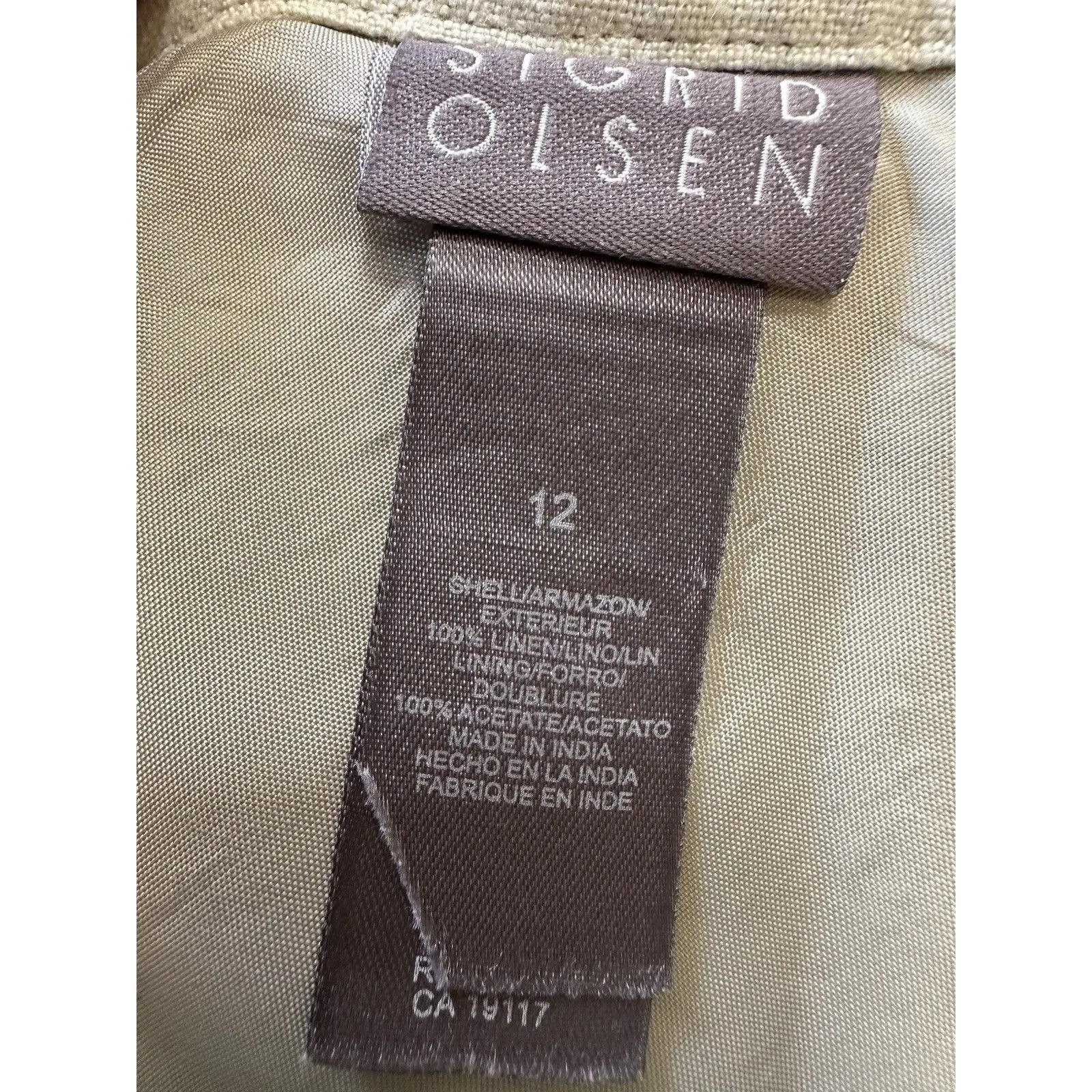 Sigrid Olsen 100% Linen Beige Embroidered Skirt Women’s 12 Lined Boho Fairy EUC - Image 2