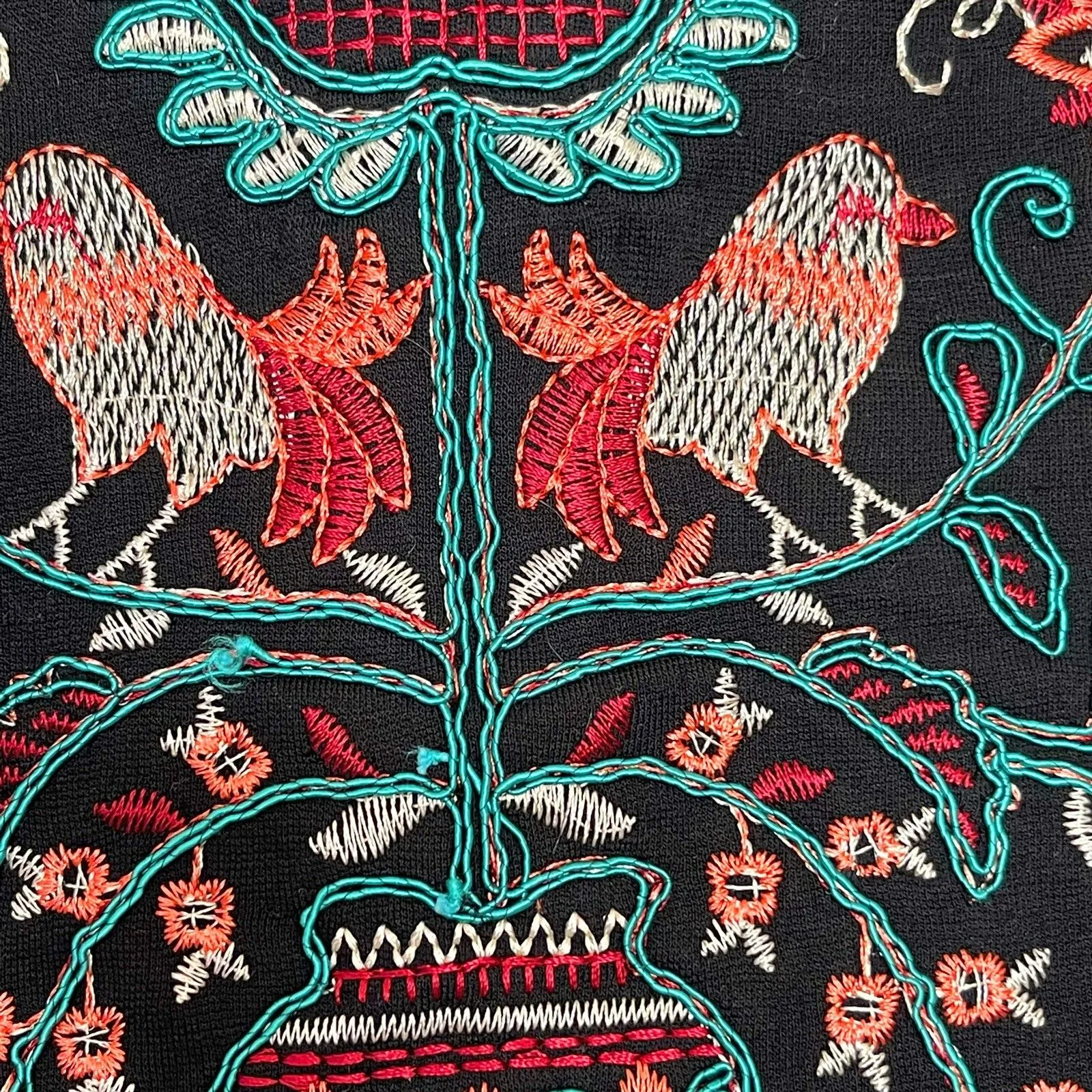 Verte Skirt Sz Small Boho Bohemian Festival Tribal Embroidered Mini Earthy Black - Image 8