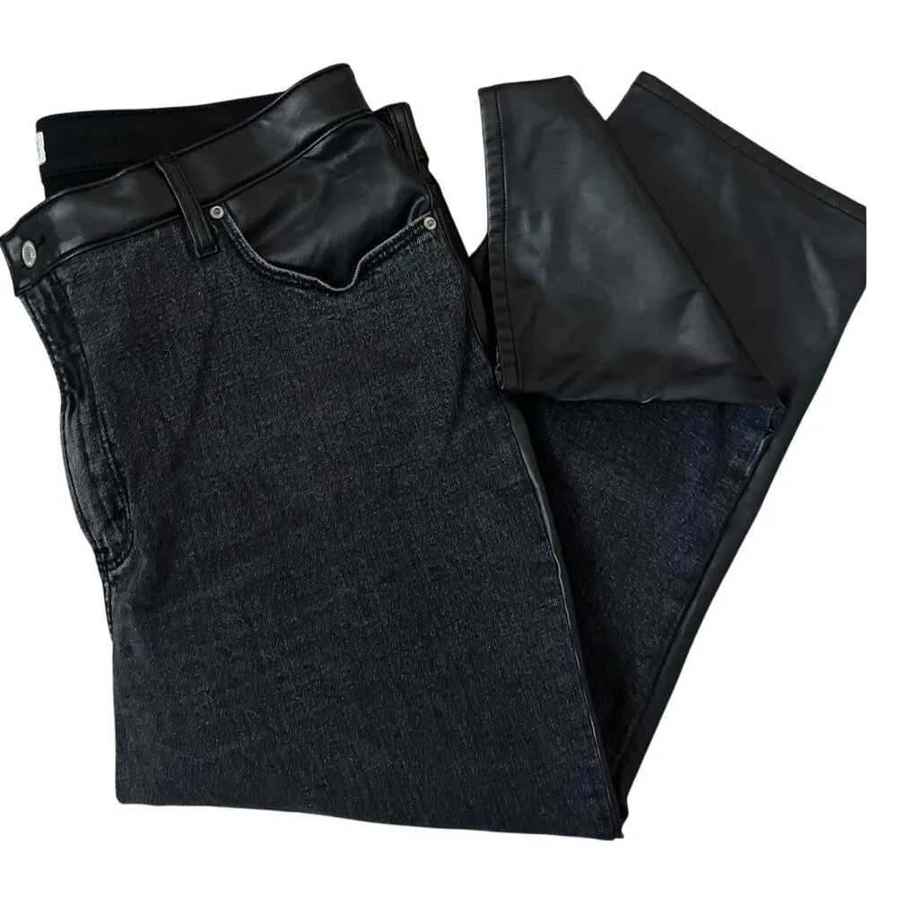 Abercrombie & Fitch Curve Love Ankle Straight Ultra High Rise Mixed Fabric Sz 20 - Image 12