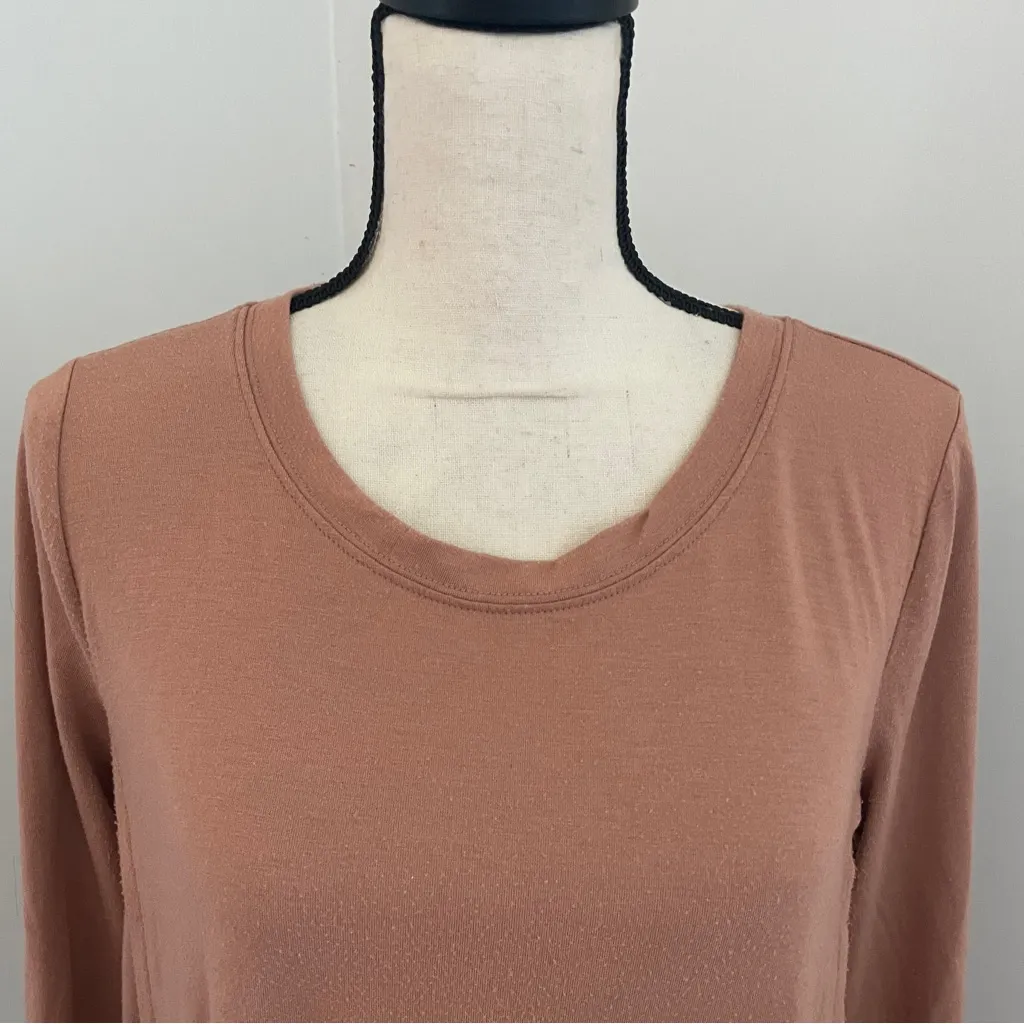 Zenana Outfitters Crew Neck Tunic sz Medium Cognac Brown Button Accent‎ Everyday - Image 5