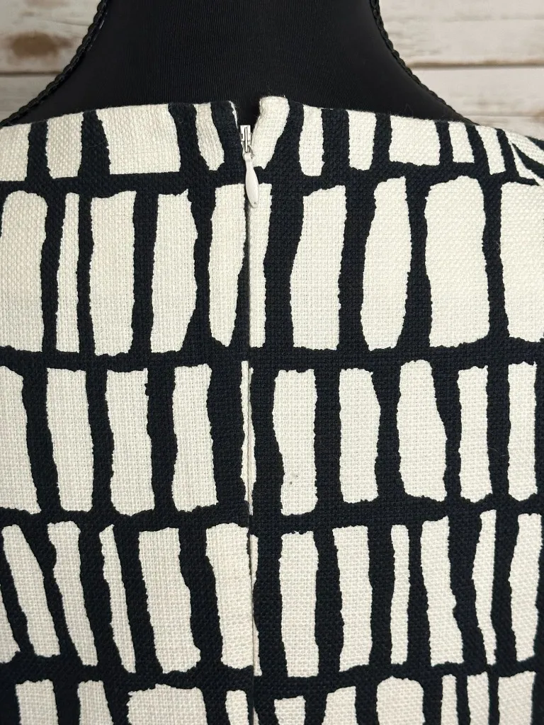 J.Crew black/white cotton boatneck short sleeve basketweave sheath dress Size 6 - Image 5