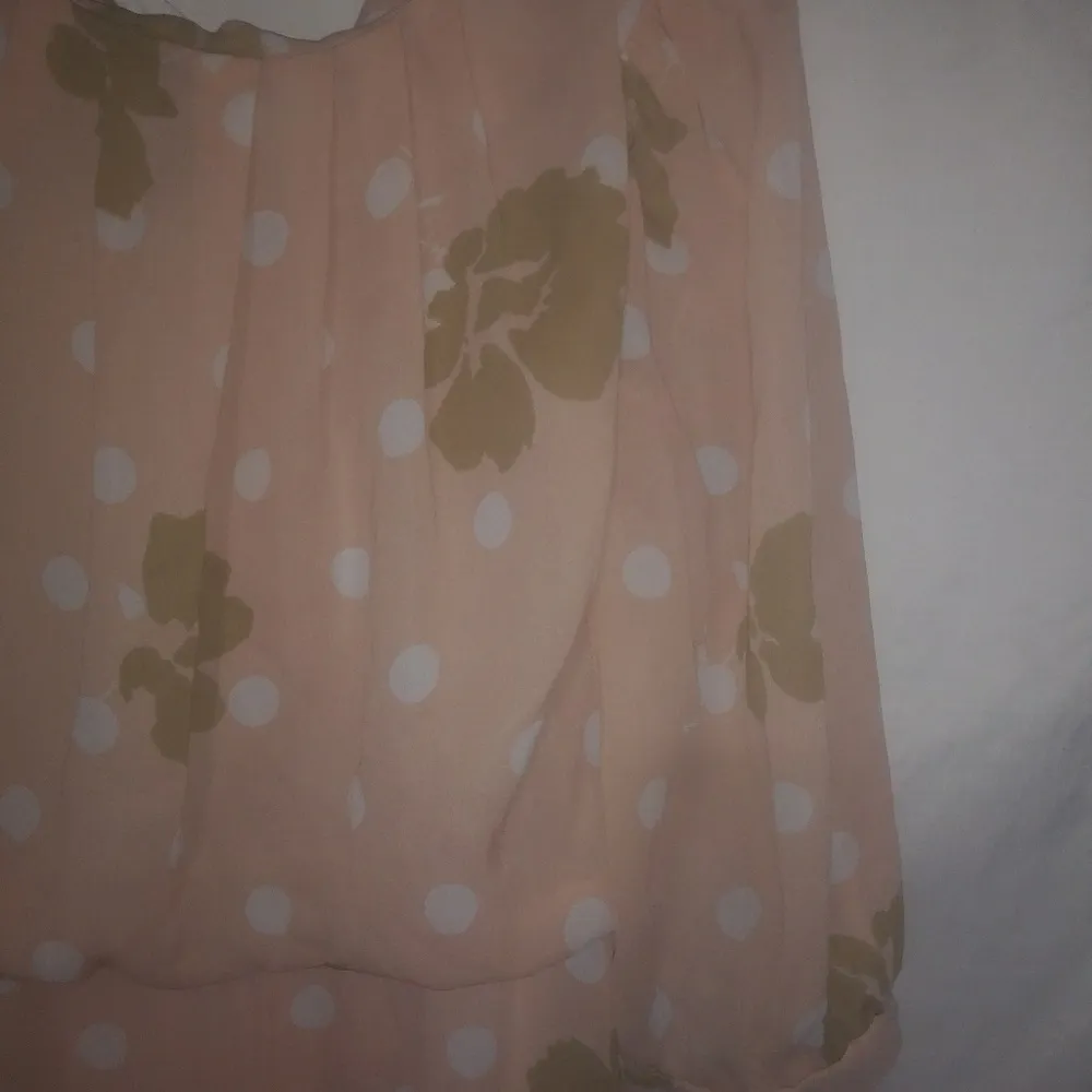 Roe Frocks 14 Vintage Peach Olive White Polka Dot Dress Plus Orange - Image 3