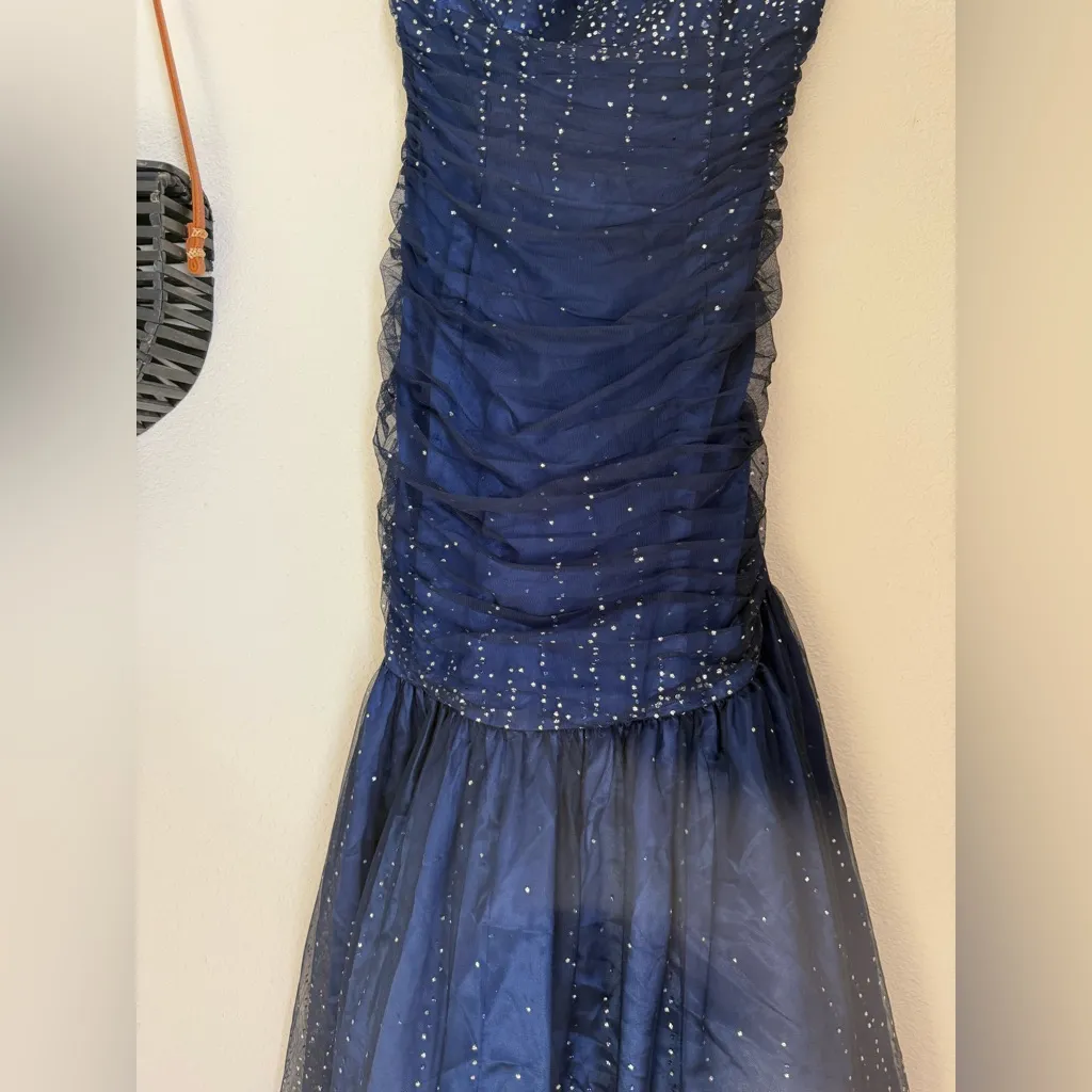 Vintage Gunne Sax Jessica McClintock Blue Sequin Formal Dress, Size 5 - Image 3