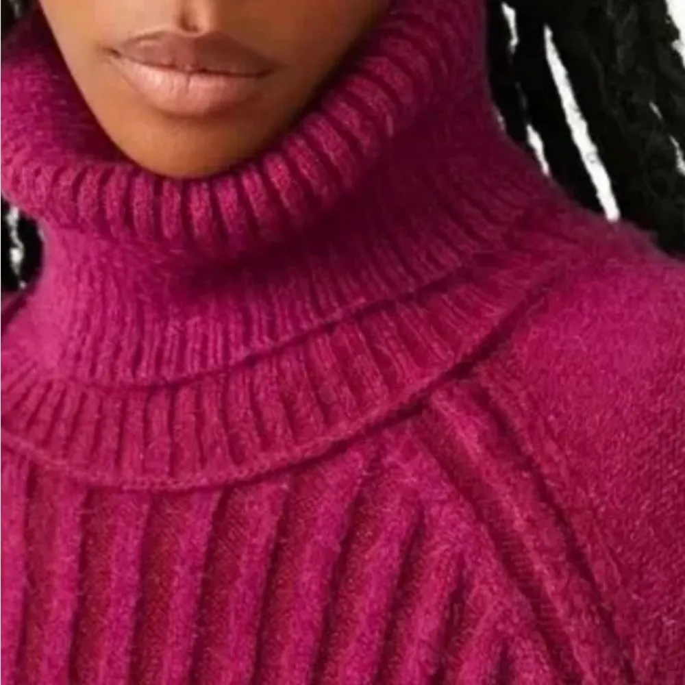 NWT Free People Big City‎ Turtleneck Ribbed Sweater Size XS in Mulberry Garnet - Image 11