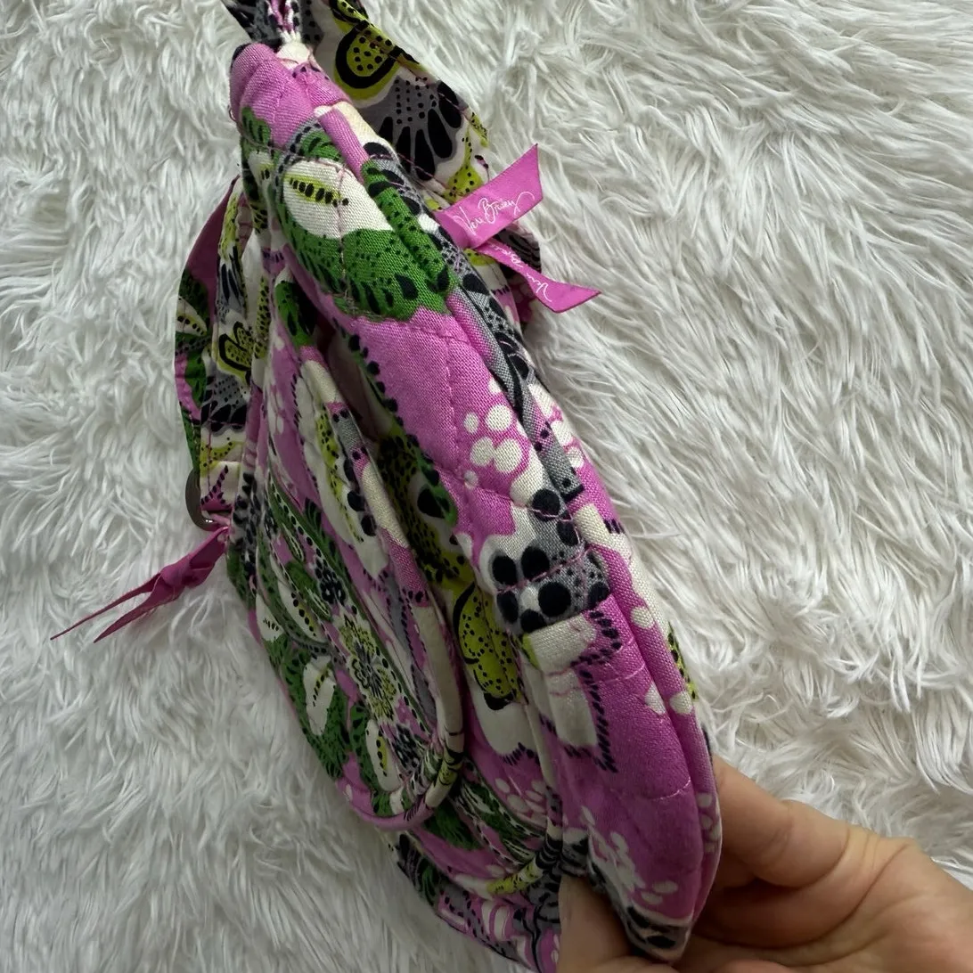Vera Bradley Flap Shoulder Bag Quilted Pink Green Black White Floral Crossbody - Image 12