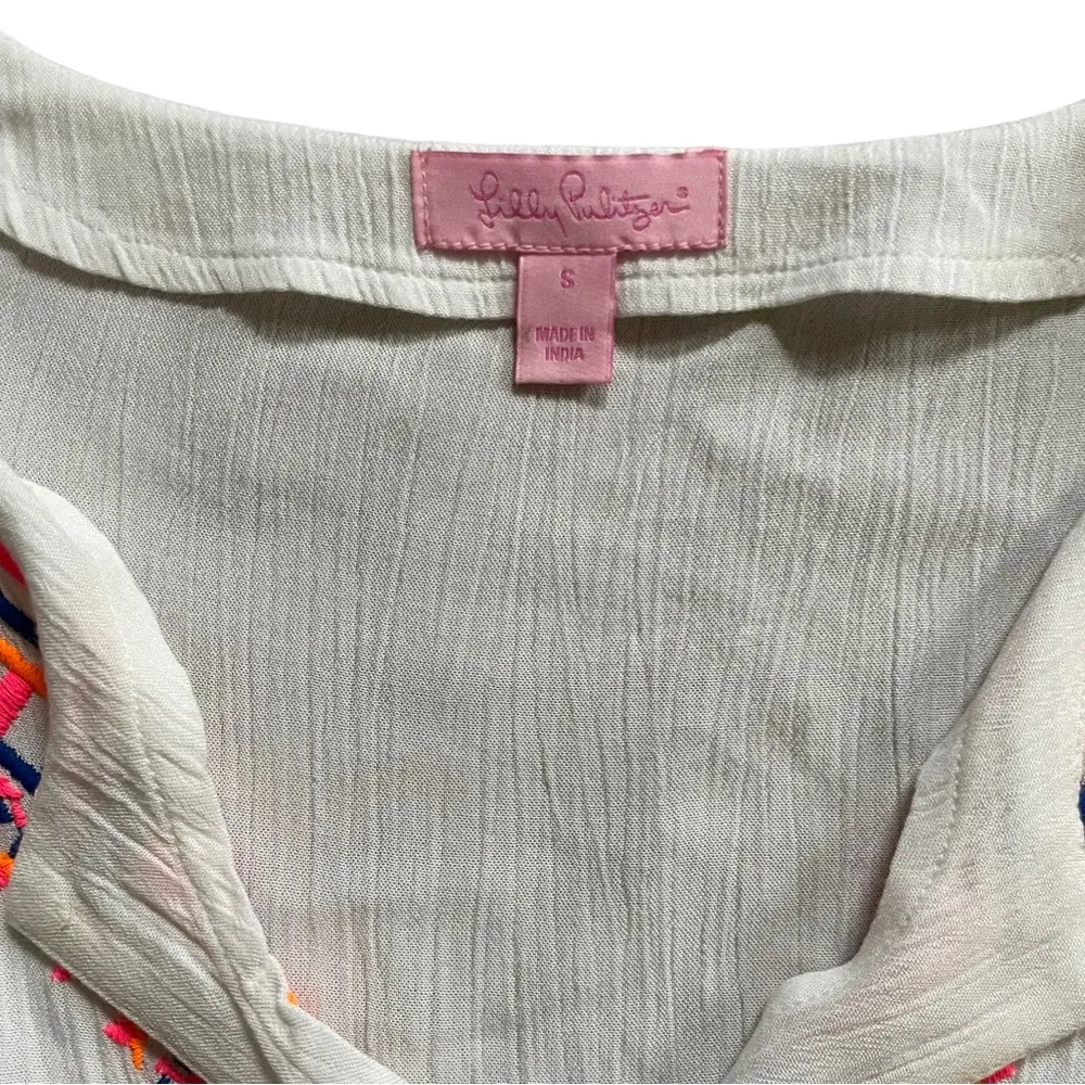 Lilly Pulitzer Dahle Embroidered White  Top Long Sleeve Women's Size Small A7 - Image 4