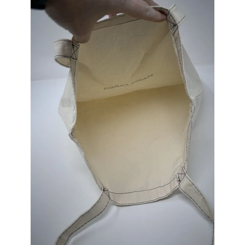 Maria Farro Greece Canvas Tote Bag 15.5”x16” Tan - Image 3