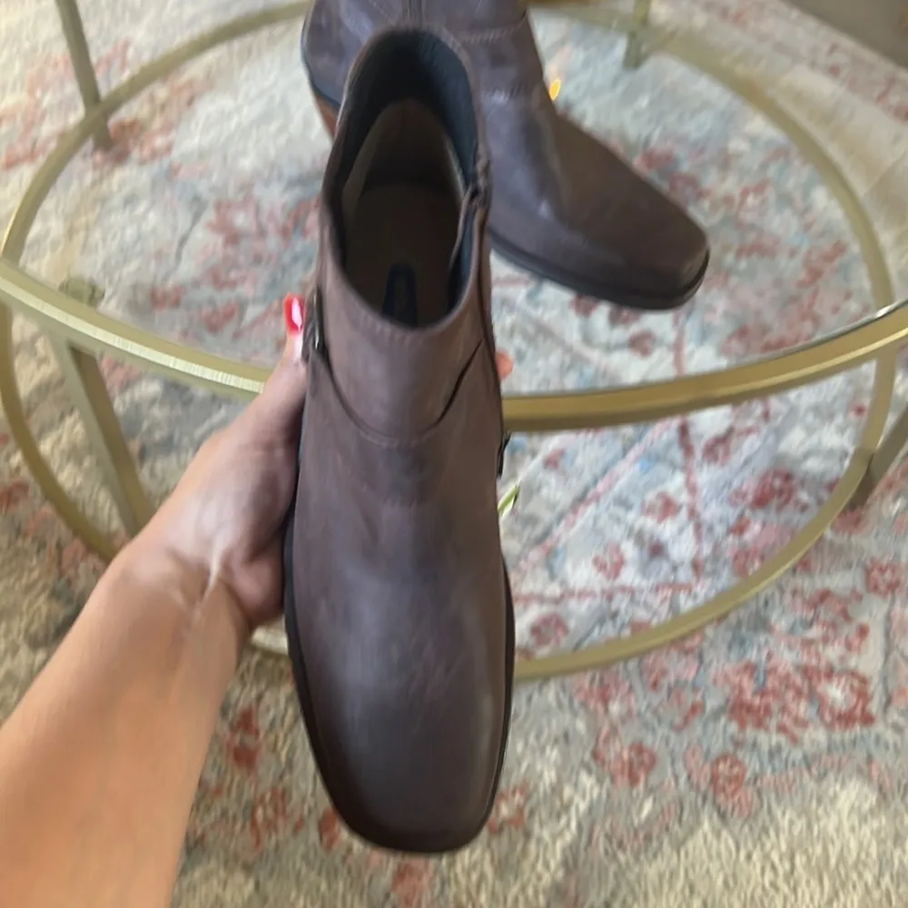 Wolky Leather Square Toe Ankle Boots 37 Women’s Brown Booties Buckle Comfort Size 6 - Image 5