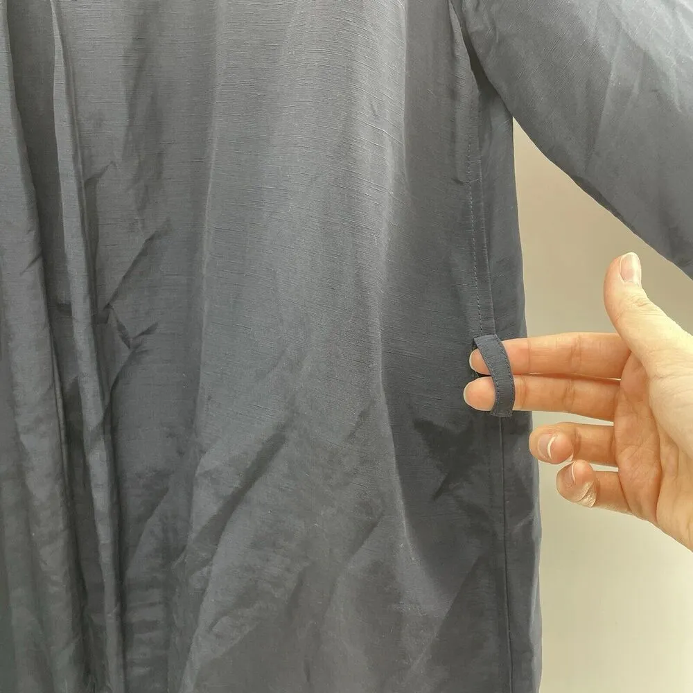 Lafayette 148 Sz 4 Jacket Linen Blend New York Navy Full Zip 3/4 Sleeve Pocket - Image 9