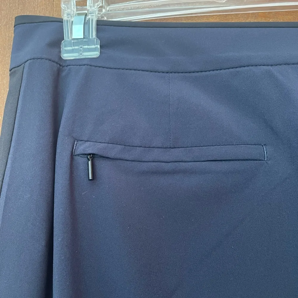 Athleta Women Wide Leg Navy Blue w Black Pinstripe “Tux”Athletic Pants - Image 6