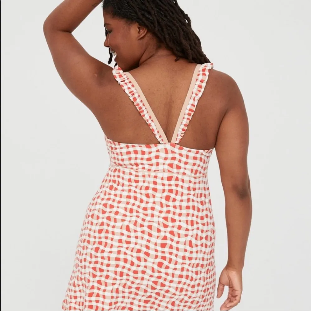 Offline by  tennis mini dress red/cream/white ruffle straps size large - Image 3
