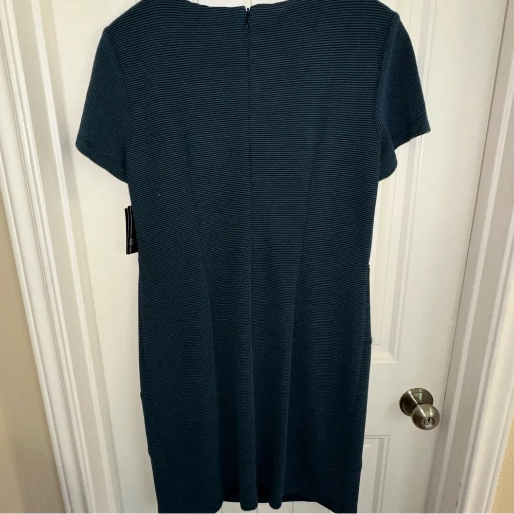 NWT AGB blue cross strip block short sleeve shift dress women 14 - Image 12