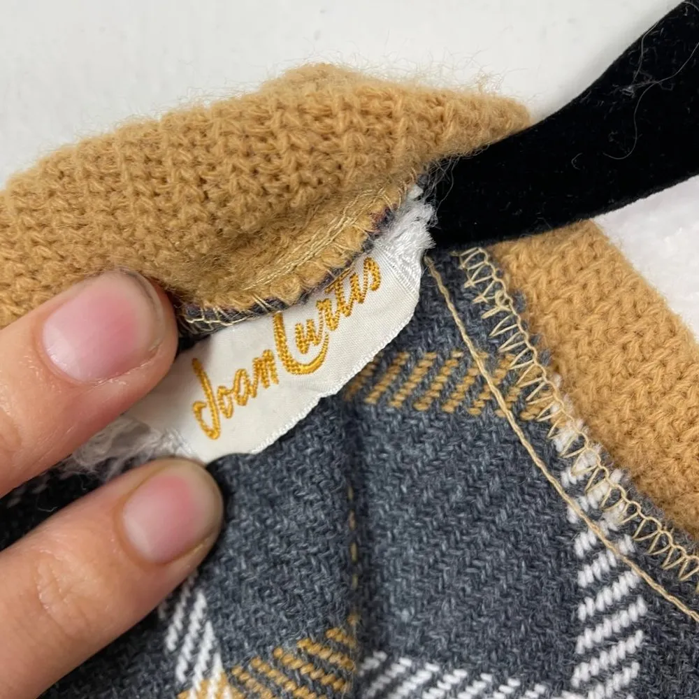 Vintage 1960s Joan Curtis Woman's‎ Sz S Gray and Yellow Wool Plaid School Dress - Image 4