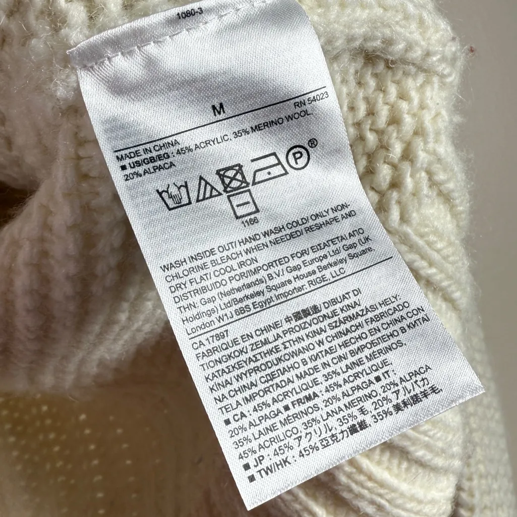 Banana Republic Chunky Cream Cowl Turtleneck Neck Sweater Sz M - Image 5