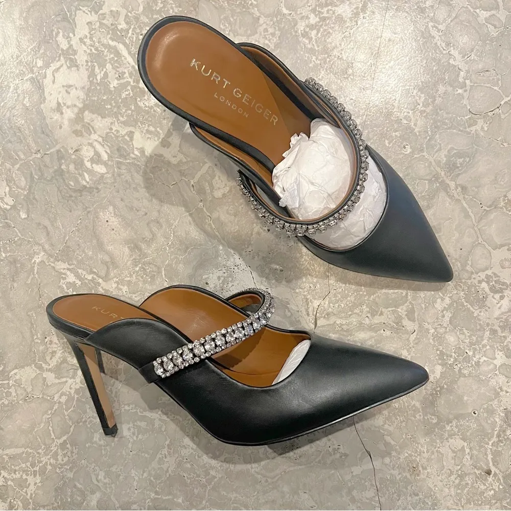 Kurt Geiger BLACK Duke Embellished High Heel Mules, Size EU 39 EXCELLENT! - Image 7