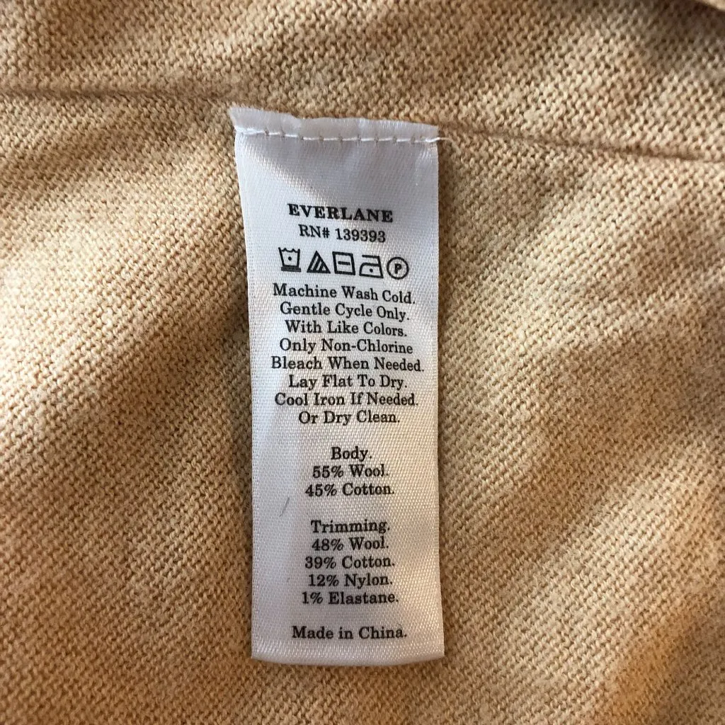 Everlane Womens Turtleneck Short Sleeve Sweater In Wool Cotton Blend Beige S - Image 4