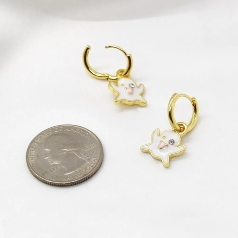 Ghost Emoji Jewelry Earrings Gold - Image 3
