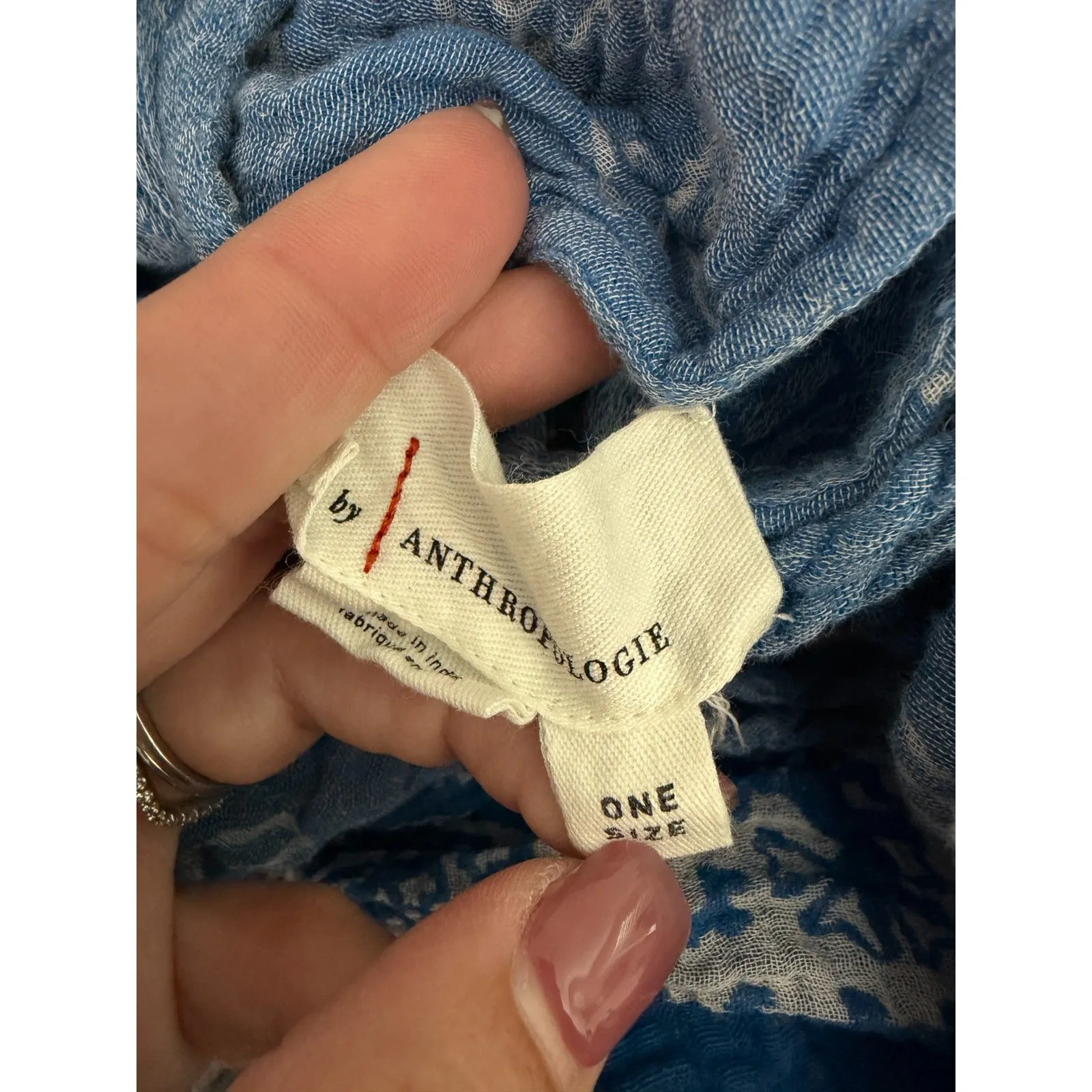 By Anthropologie Indigo Blue Dolman Sleeve Gauzy Flowy Midi Dress One Size - Image 9