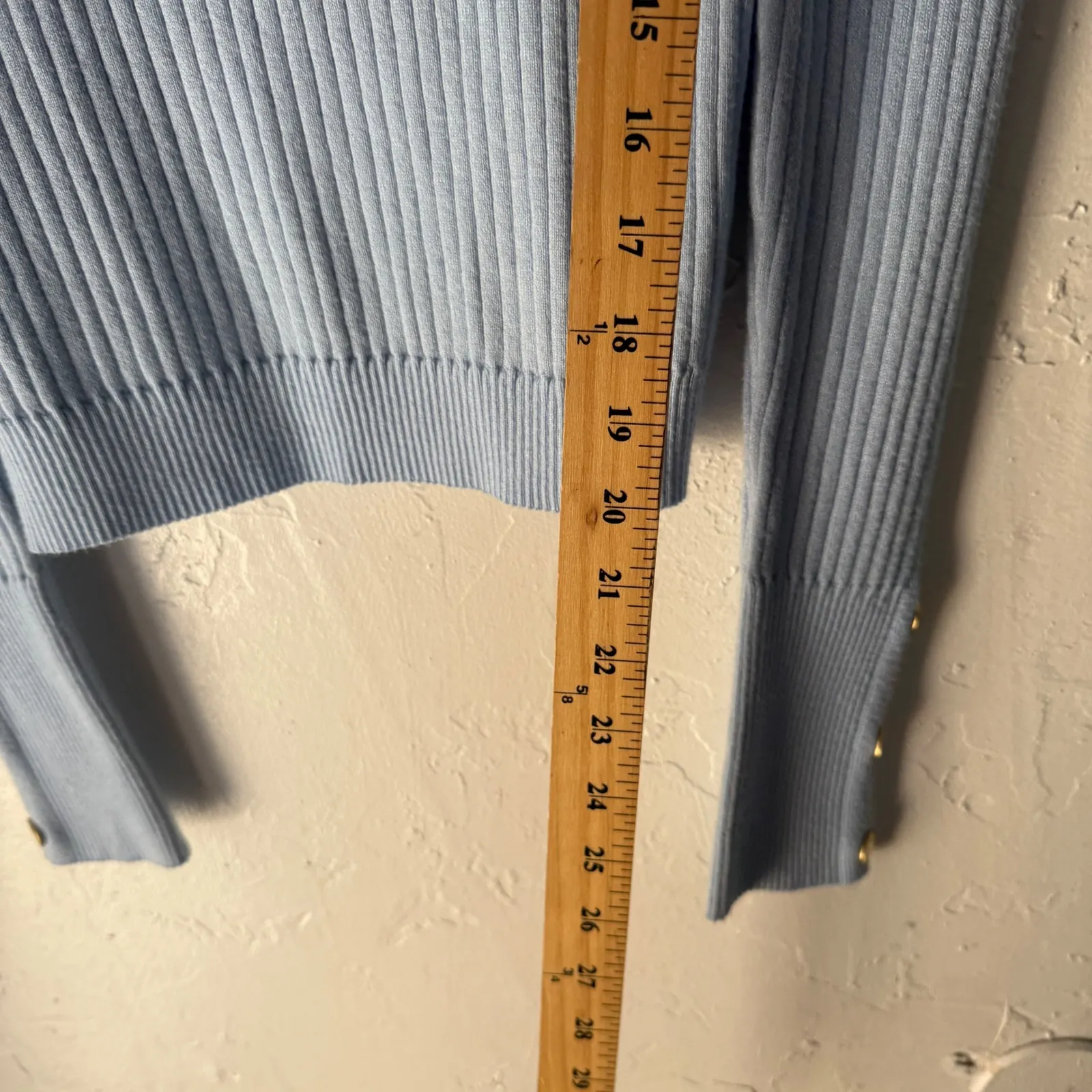 Love Always Baby Blue Ribbed Knit Puff Sleeve Sweater Large Coquette Romantic - Image 6