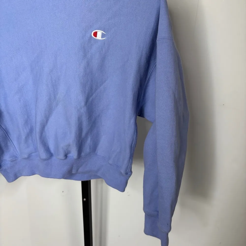 Champion Reverse Weave Oversized Sweatshirt Womens XS Periwinkle Crop Athleisure - Image 2