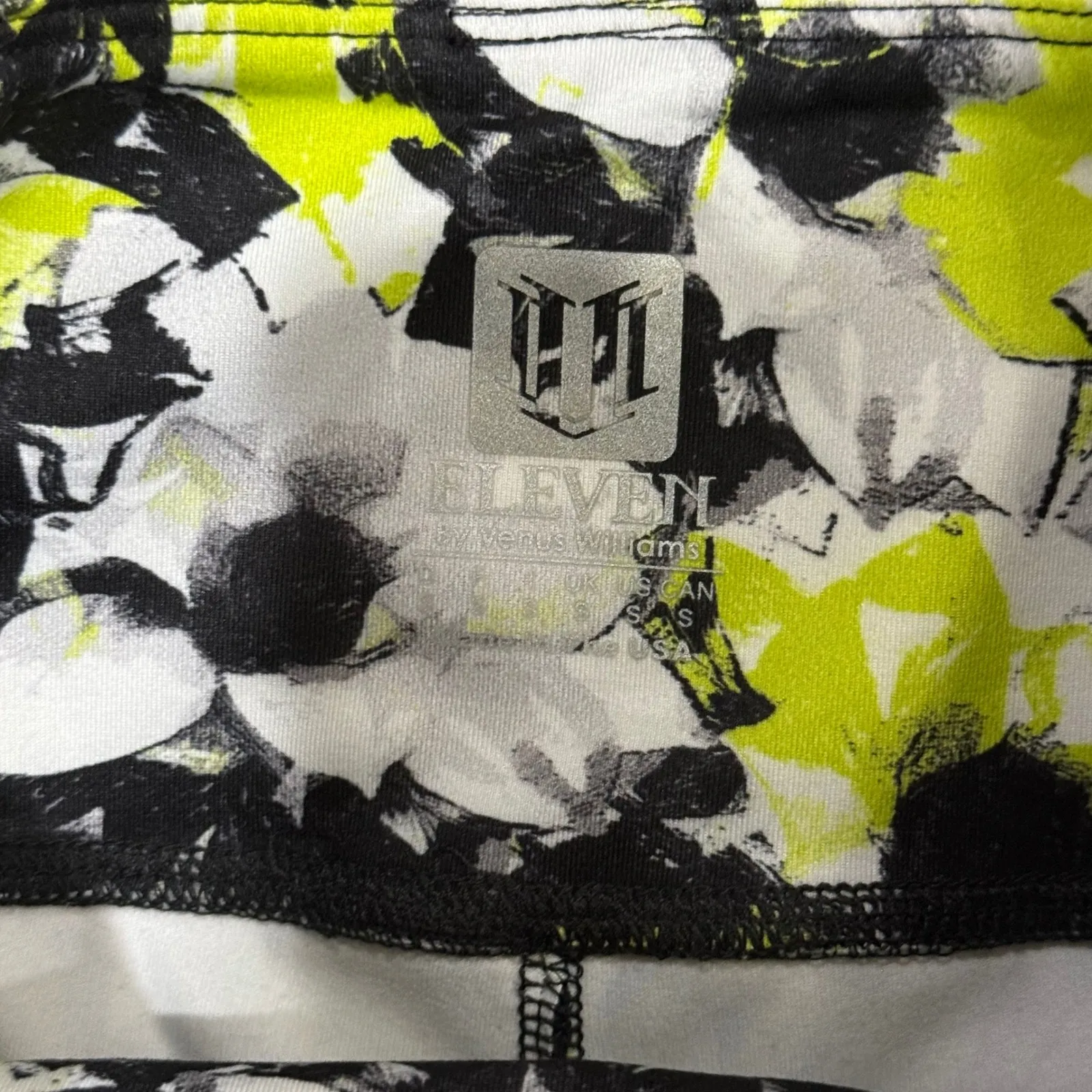 Eleven by Venus Williams Floral Print Athletic Leggings Black Yellow White S - Image 3