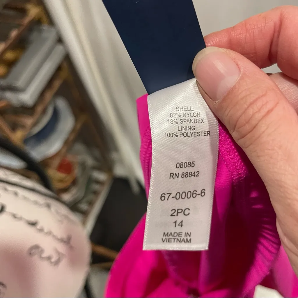 Kim Gravel swimsuits for all Raspberry tropical tankini 2 piece swim NWT Pink Size 14 - Image 13