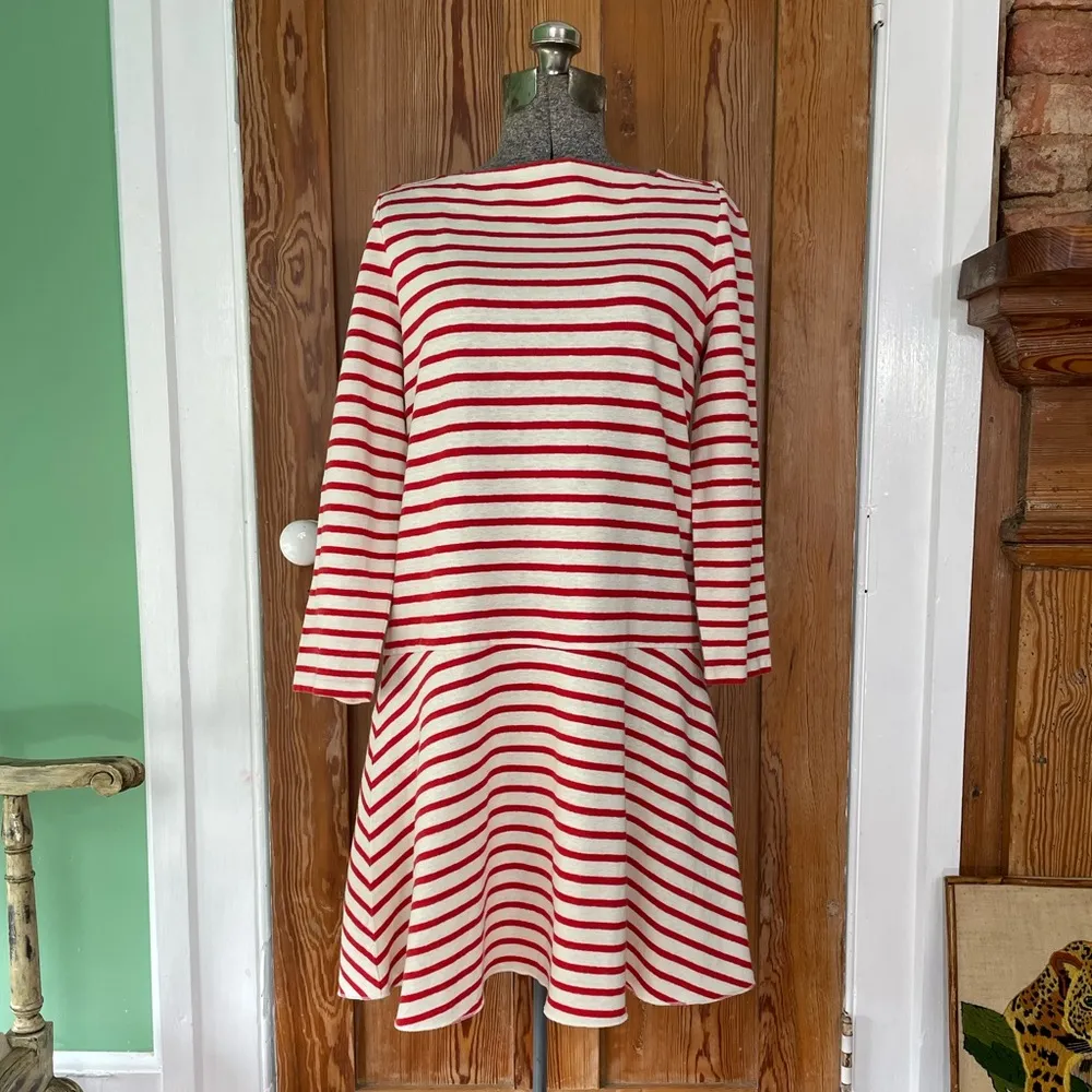 TORY BURCH Breathable Linen Drop Waist Nautical Stripe Preppy Dress ~Medium - Image 3