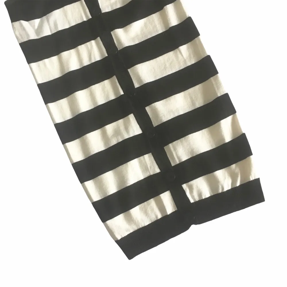 new LF Millau ᯾ Stripe V Neck Long Cardigan Duster Sweater ᯾ Black + White - Image 4