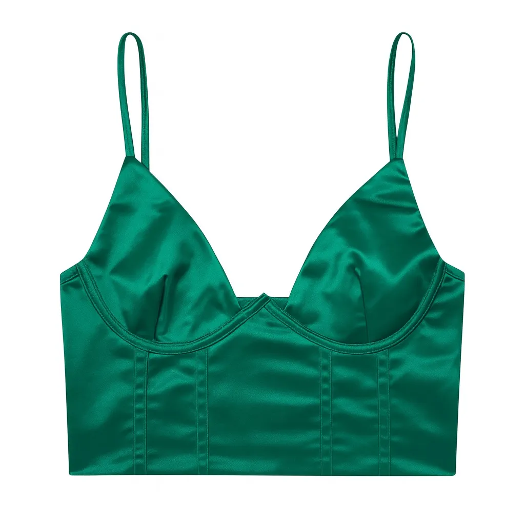 Emerald Green Satin Bralette - Image 2