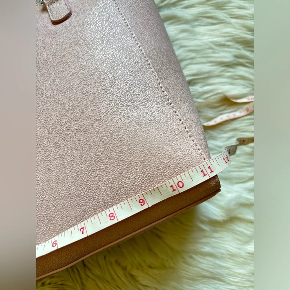 NEW faux leather zip top tote bag Pink - Image 8