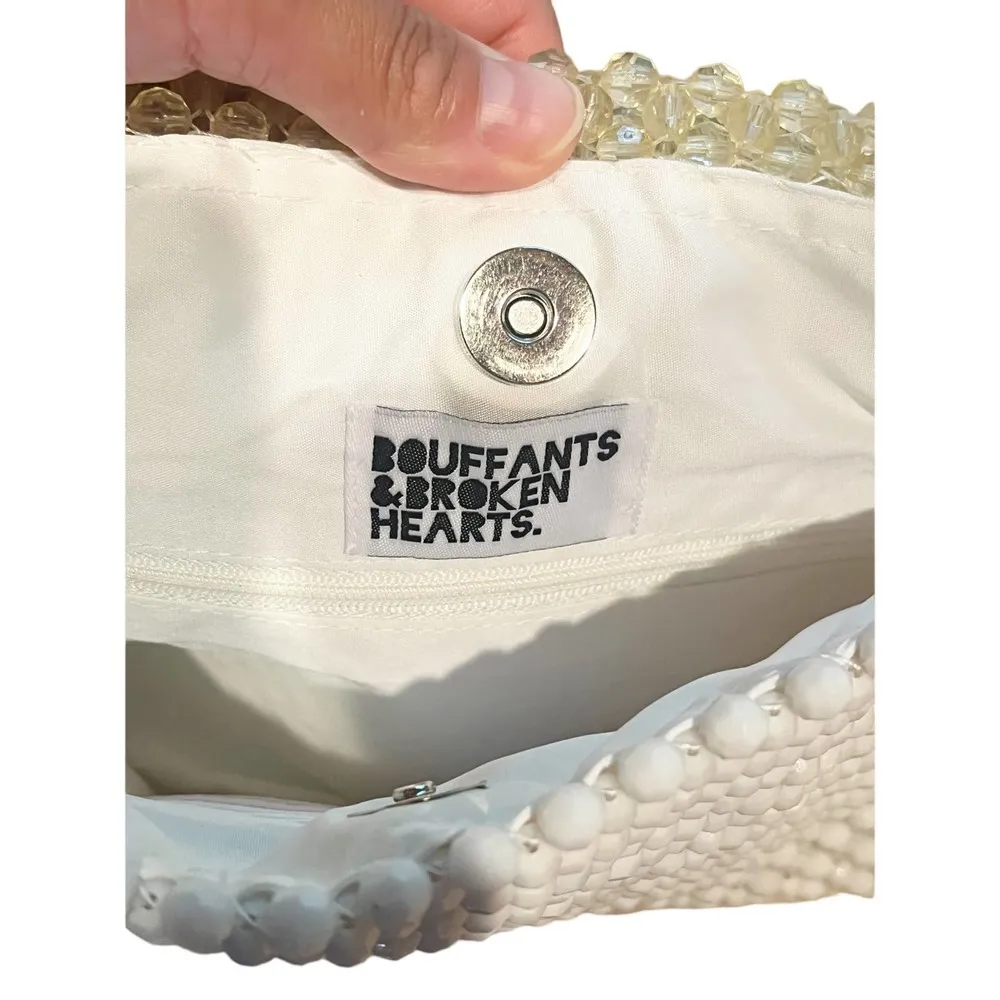 BOUFFANTS and BROKEN HEARTS Kendra Bag Dandy Lemon Beaded Crossbody Purse White - Image 6